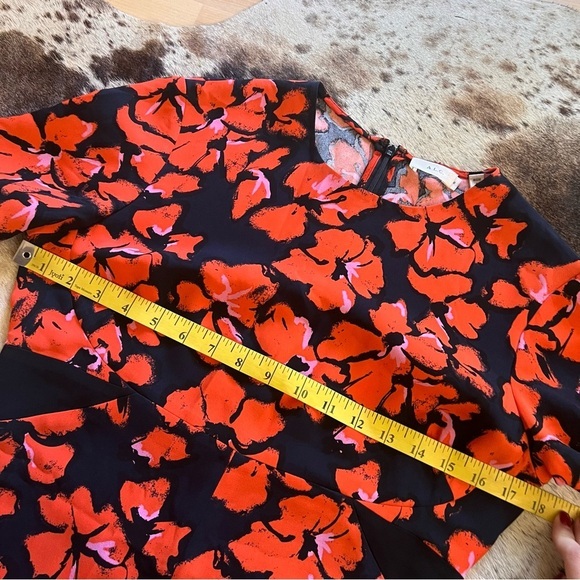 A.L.C. Nora Silk‎ Black Orange Floral Mini Dress Size 8 - Picture 6 of 7
